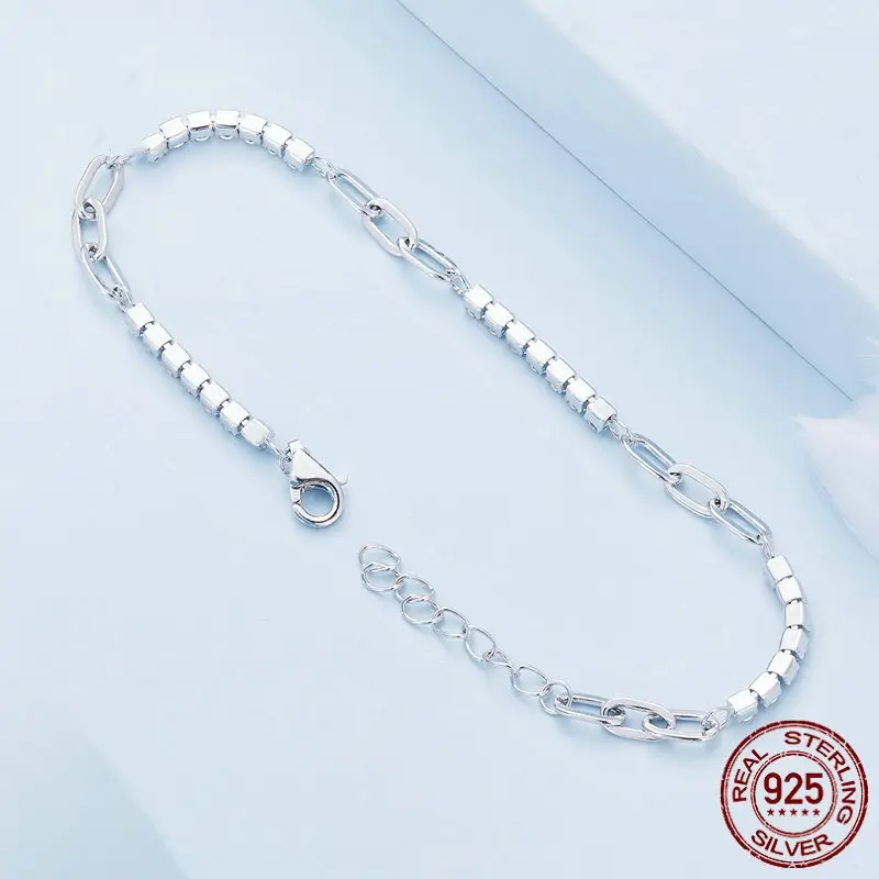 Sterling Silver S925 Shining Stitching Bracelet