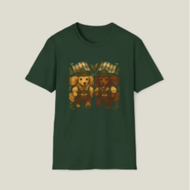 T shirt Men And Women Couple Solid Color White Printed Forest Green - Shop at LoveMi
