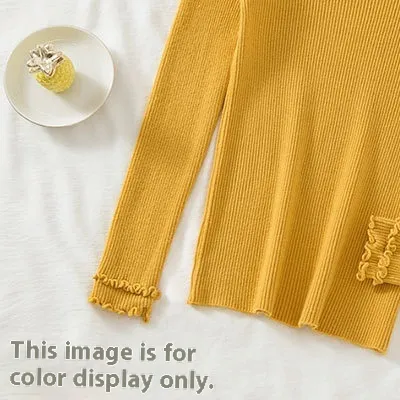 Women's Half Turtleneck Sweater Long Sleeve Pullover Bottoming Shirt Yellow - Shop at LoveMi