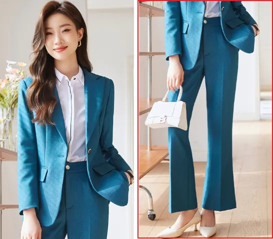 Winter Temperament Office Wear Women's Suit Blue Pants - Shop at LoveMi