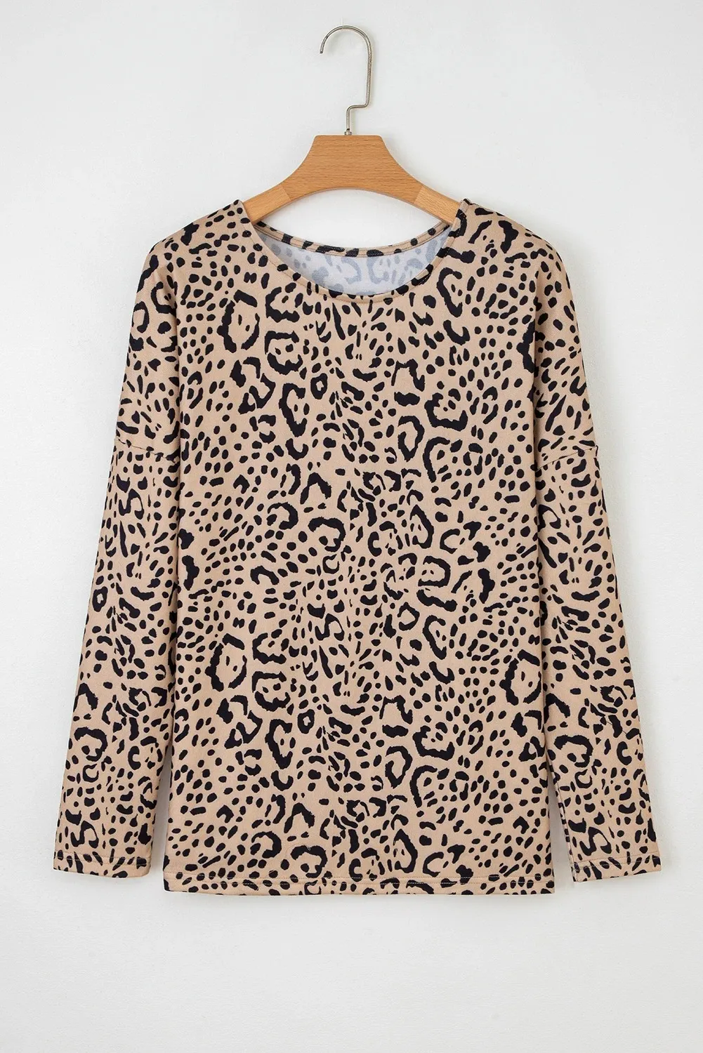 Women's Loose Lantern Sleeve Round Neck Sweater Top - Brown - View 1