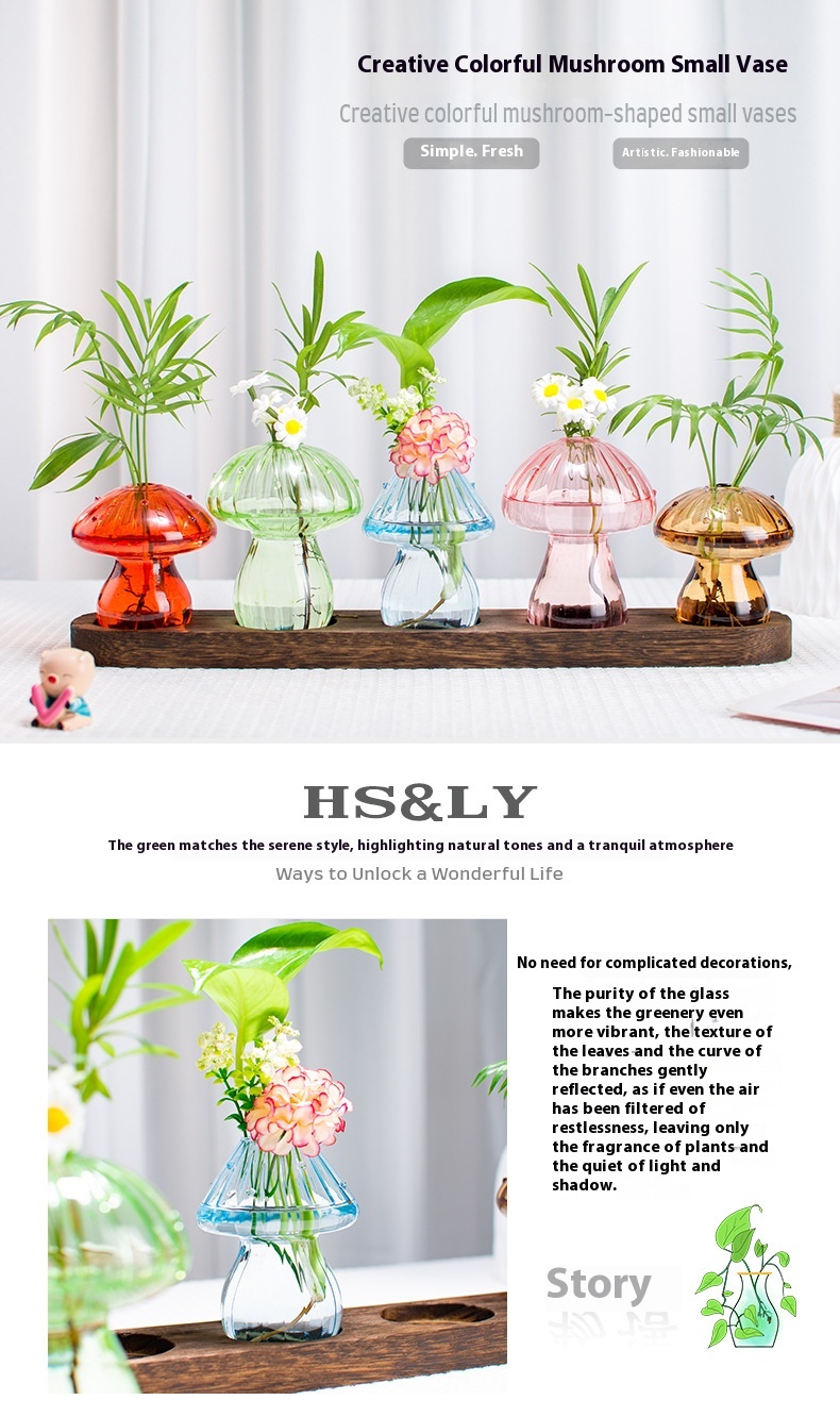 Creative Colored Mushroom Glass Vase Aromatherapy Bottles Ornaments