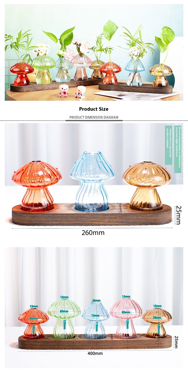 Creative Colored Mushroom Glass Vase Aromatherapy Bottles Ornaments