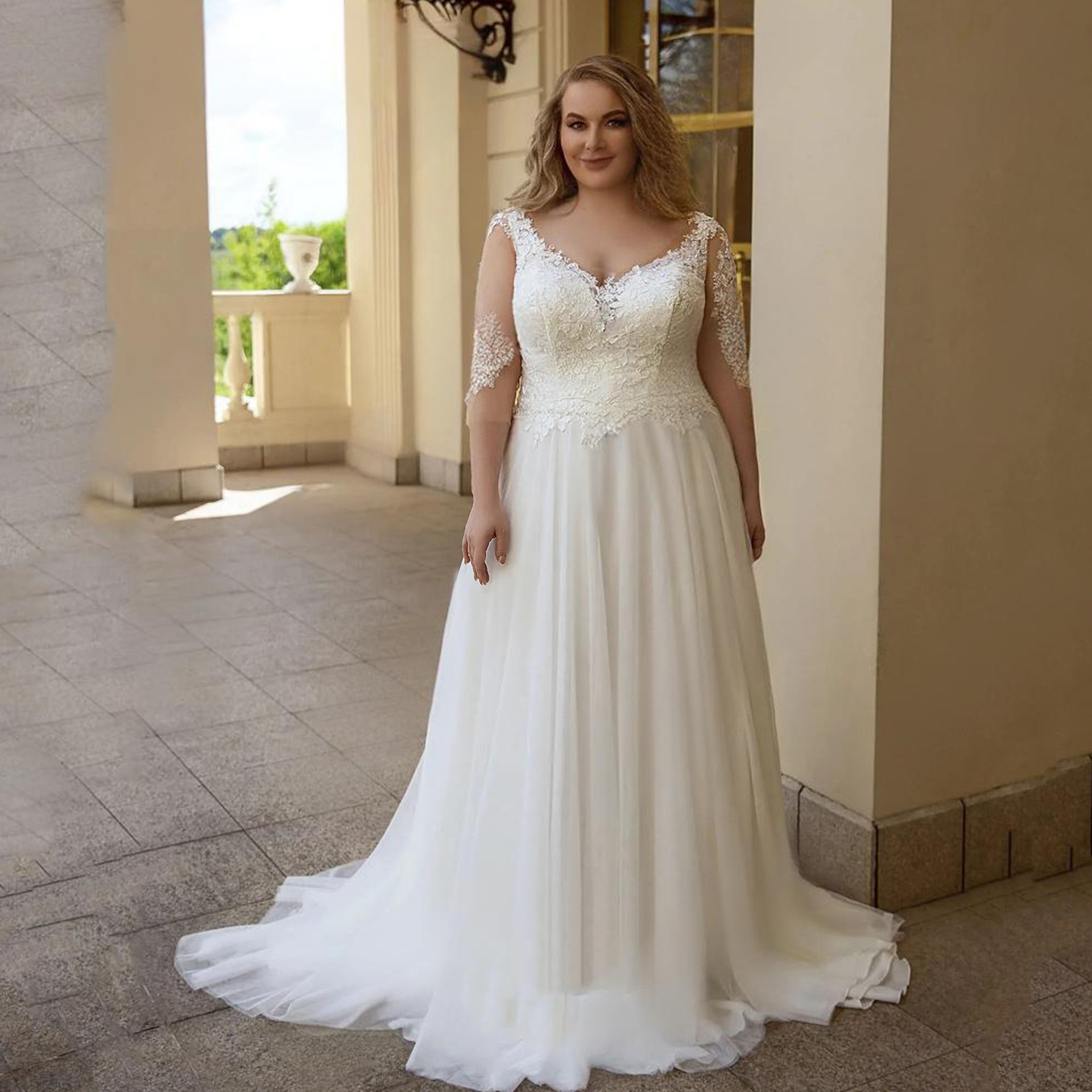 White Maxi Plus Size Wedding Dress