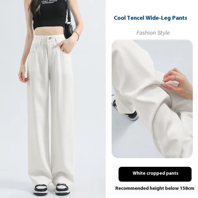 Women's Lyocell Denim Wide leg Pants Summer Thin White - Shop at LoveMi