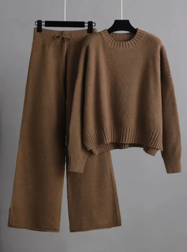 Fashionable And Casual Knitted Suit Pants For Women Bronze S - Shop at LoveMi