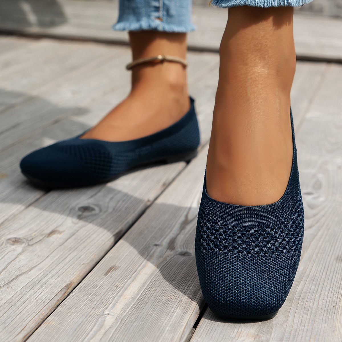 Flying woven mesh shallow-mouth women’s shoes
