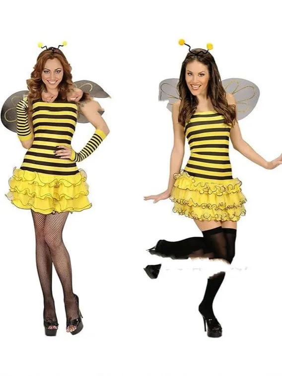 Halloween Bee pattern Clothes Cosplay Costume Party Dress Up Yellow - Shop at LoveMi