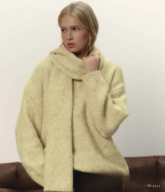 Loose And Idle Knitted V neck Fashionable All match Pullover Sweater Yellow - Shop at LoveMi
