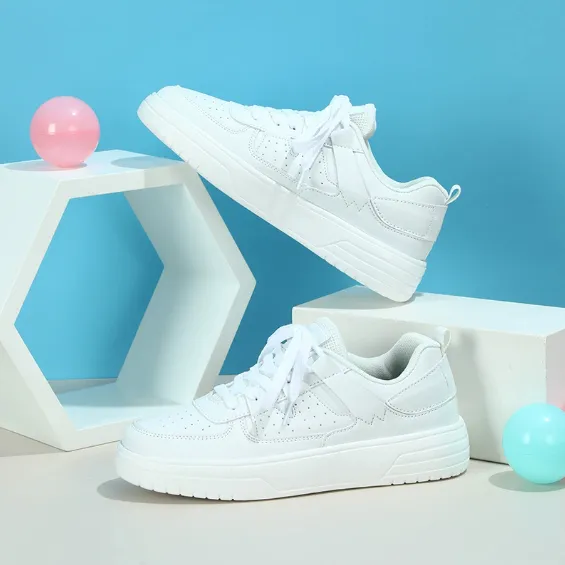 Trendy Fashion Couple Platform Sneakers Soft Bottom Comfortable Sports Shoes White - Shop at LoveMi