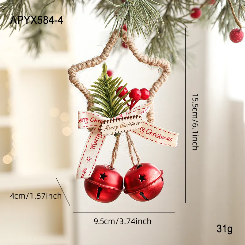 New Christmas Decorations Metal Bell Ornaments - Red