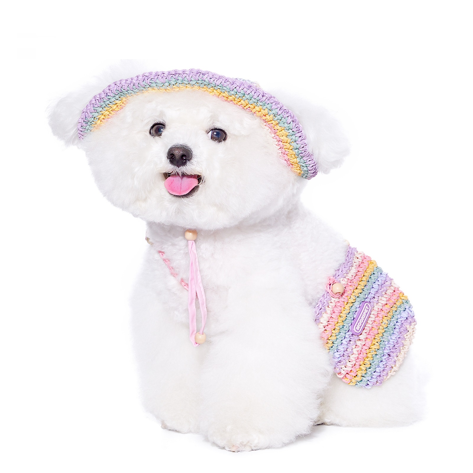 Woven Sun Hat Summer Small Dog Yorkshire Bichon Vacation Style Travel Bag