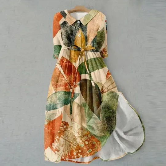 Women's Printed Short sleeved Shirt Dress Style7 - Shop at LoveMi