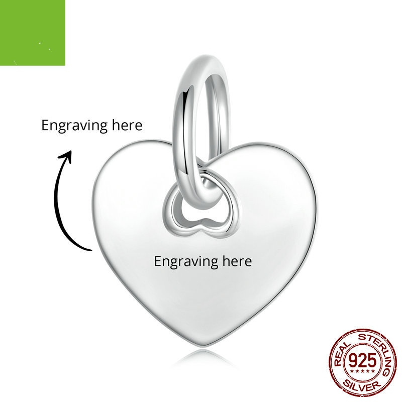 Simple Love Engraved DIY Pendant Fashionable And Versatile S925 Sterling Silver