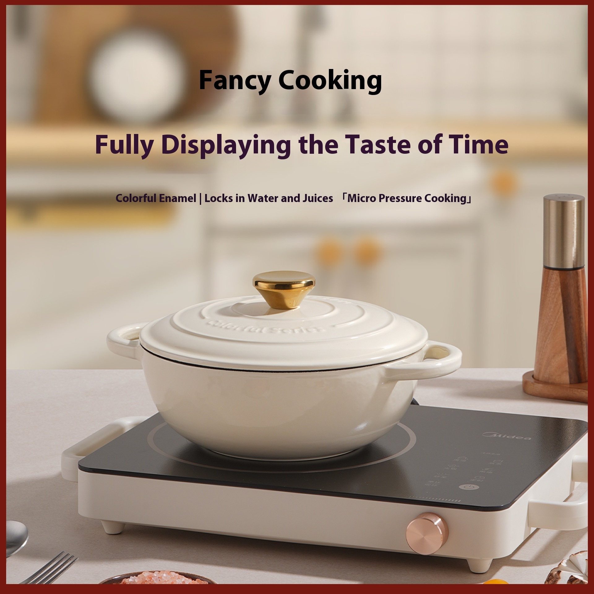 Cream White Cast Iron Cast Soup Stew Pot