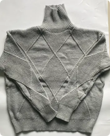 Women's Turtleneck Three-dimensional Rhombus Sweater