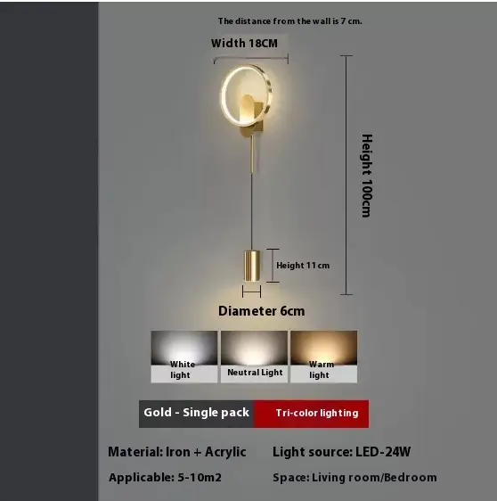 Bedside Wall Lamp Master Bedroom Modern Minimalist Designer