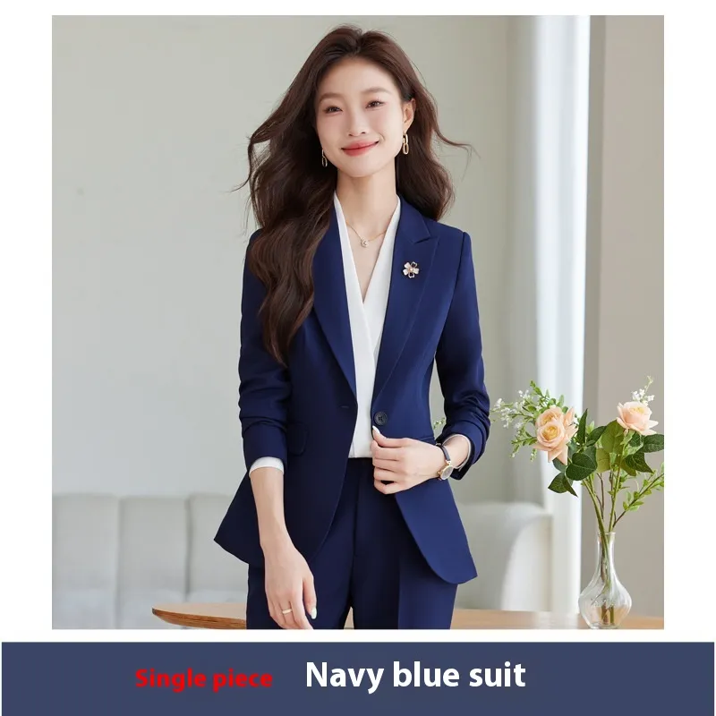 High Sense New Spring And Autumn College Student Interview Formal Wear Suit Jacket - Dark Blue Coat