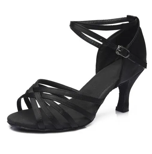 Indoor Satin Latin Dance Shoes Black - Shop at LoveMi