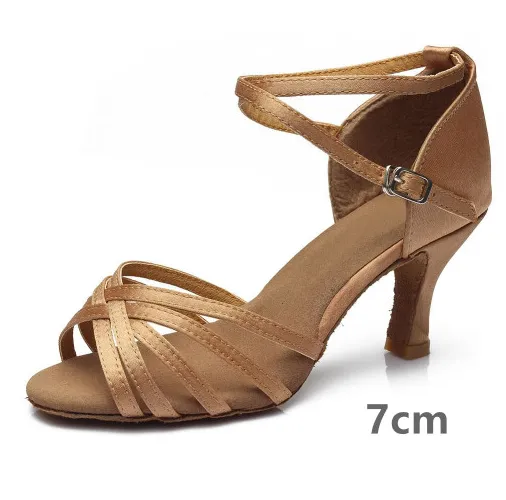 Indoor Satin Latin Dance Shoes Light Skin 7Cm 43 - Shop at LoveMi