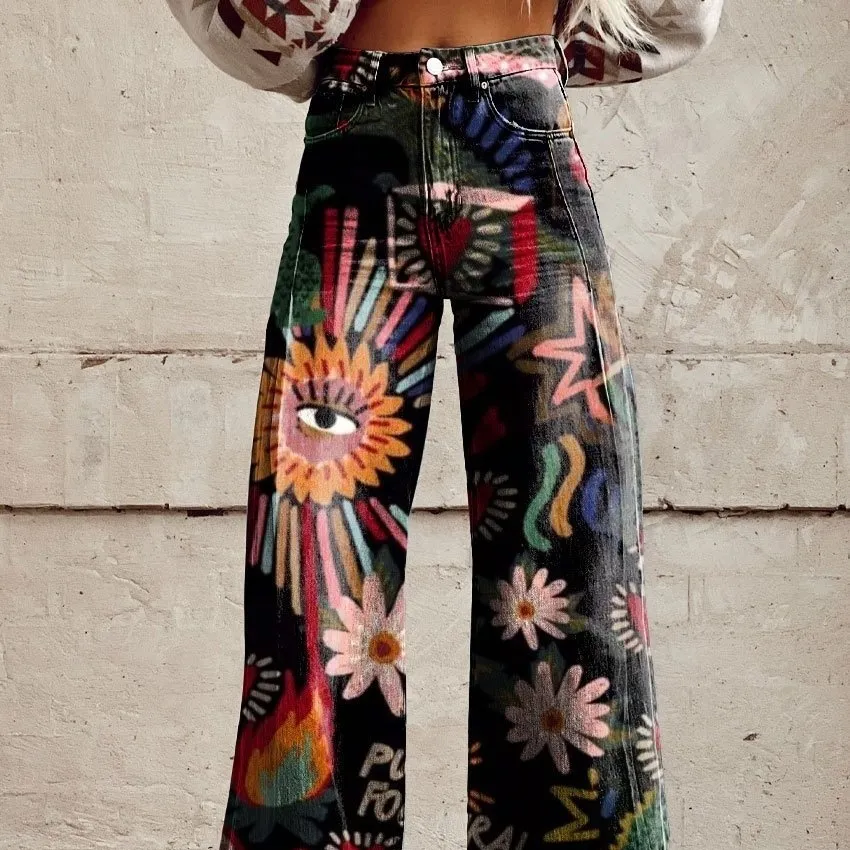 American Casual Loose Denim Bell-bottom Pants - Nzkwh0020-2Xl