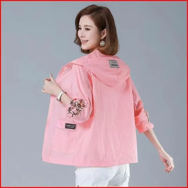 Breathable Sun Protection Clothing Women's Loose Middle aged Mom Short Coat Pink - Shop at LoveMi