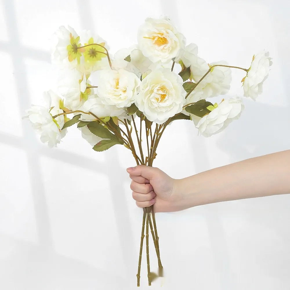 Artificial Five-head Peony Wedding Home Furnishing Living Room Floor - White