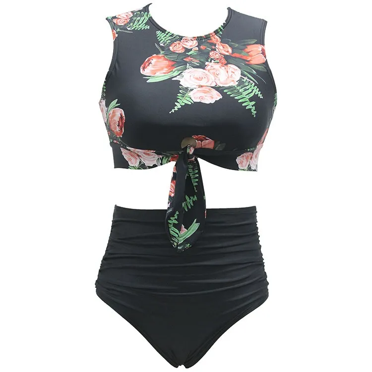 European And American Bikini Seaside Split High Waist Bikini Swimsuit - Style 15-M