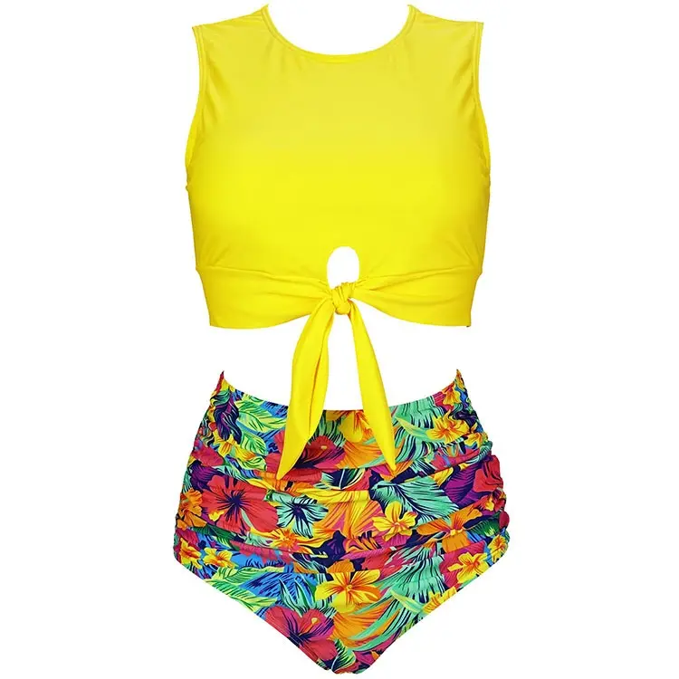 European And American Bikini Seaside Split High Waist Bikini Swimsuit