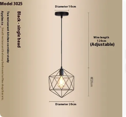 Modern Minimalist Corridor Chandelier American Industrial Style Retro Model 3022 Single Black Head - Shop at LoveMi