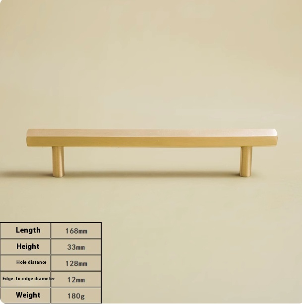 Brass Double Hole Hexagonal Long Handle Drawer Wardrobe Handle Hole Distance 128Mm - Shop at LoveMi