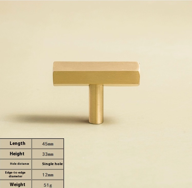 Brass Double Hole Hexagonal Long Handle Drawer Wardrobe Handle 45Mm Single Hole - Shop at LoveMi