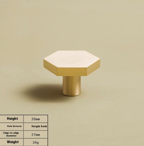 Brass Double Hole Hexagonal Long Handle Drawer Wardrobe Handle Hexagonal Single Hole - Shop at LoveMi