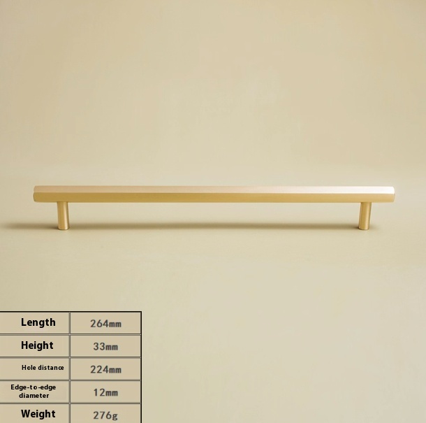 Brass Double Hole Hexagonal Long Handle Drawer Wardrobe Handle Hole Distance 224Mm - Shop at LoveMi