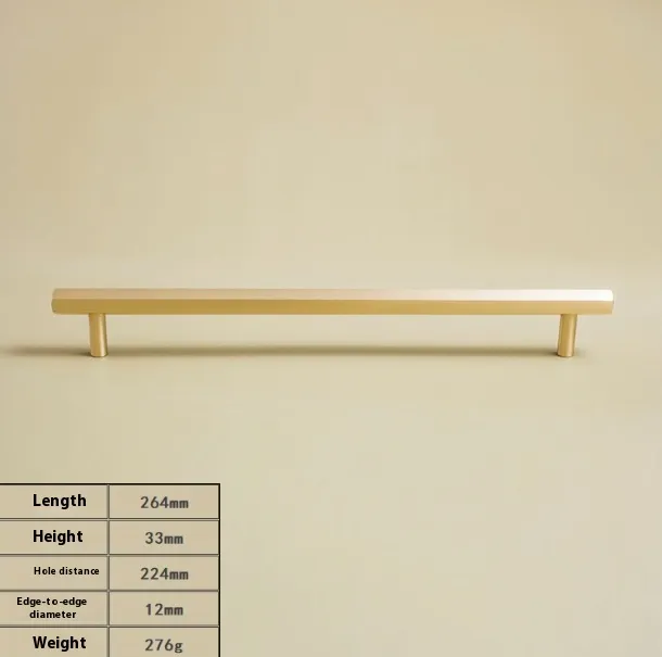 Brass Double Hole Hexagonal Long Handle Drawer Wardrobe Handle Hole Distance 224Mm - Shop at LoveMi