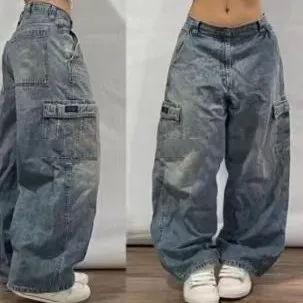 Loose Casual Straight leg Wide leg Pants For Women Light Blue - Shop at LoveMi