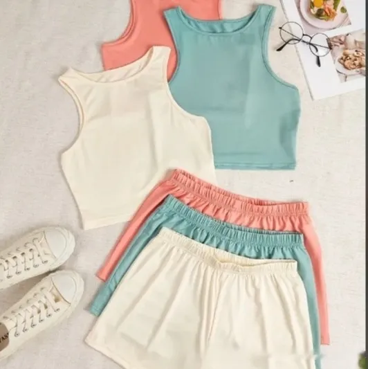 Pajamas Casual Suit Homewear With Braces Solid Color Short Sleeve Cute Light Yellow - Shop at LoveMi