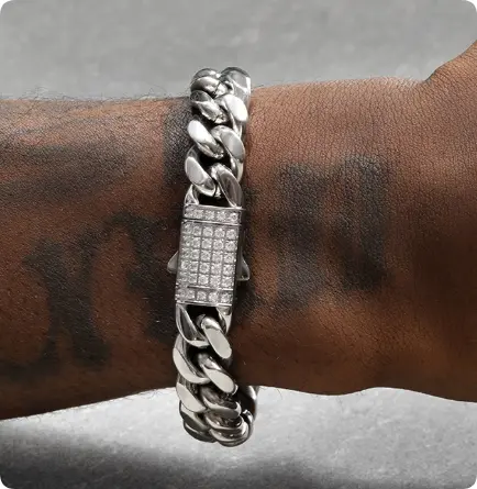 8mm Gold Titanium Steel Cuban Bracelet Men's Hip Hop