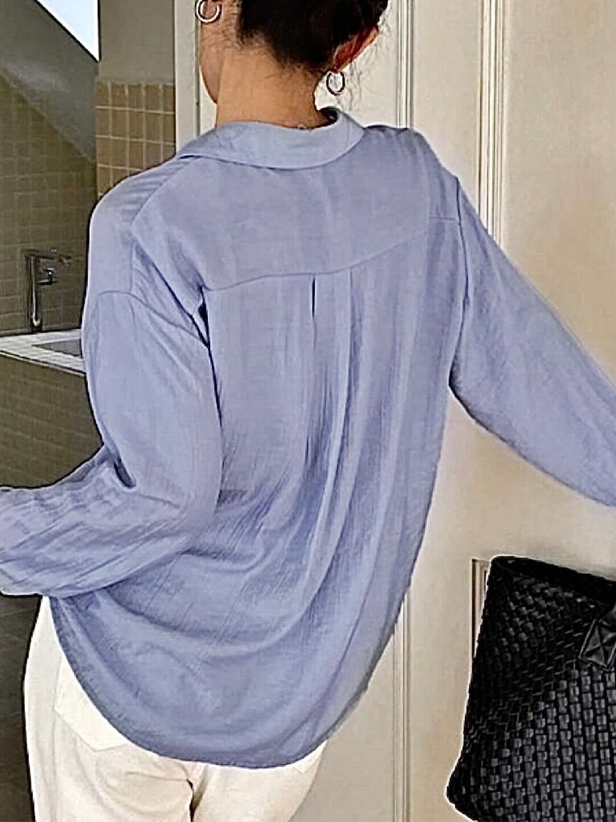 Blue Long Sleeved Shirt Detail