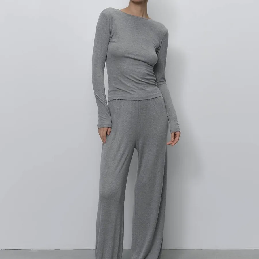 Thin Long-sleeve Suit Women's Inner Wear Bandage Dress Slim Fit Versatile Top - Gray