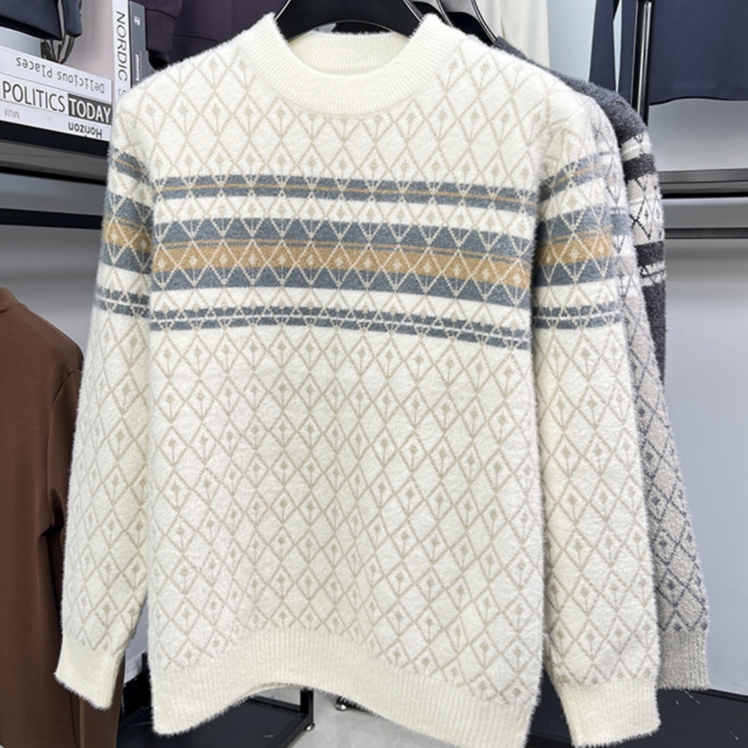 $14.20 Fashion New Round Neck Pullover Mink Knitted Sweater Men