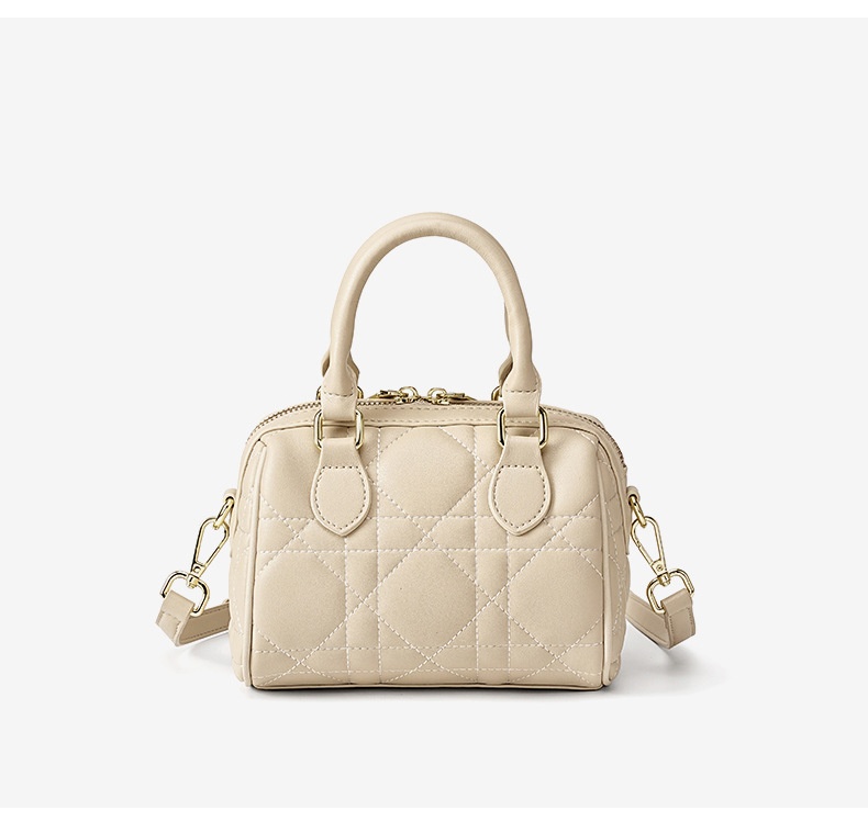 Genuine Leather Rhombus Boston Shoulder Bag - everyday carry setup