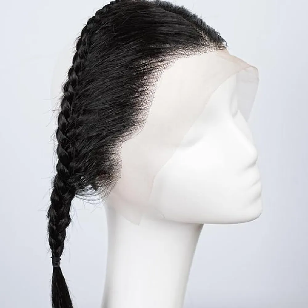 10 Inch Human Hair Lace Frontal Pre Braided Wig Glues - Black