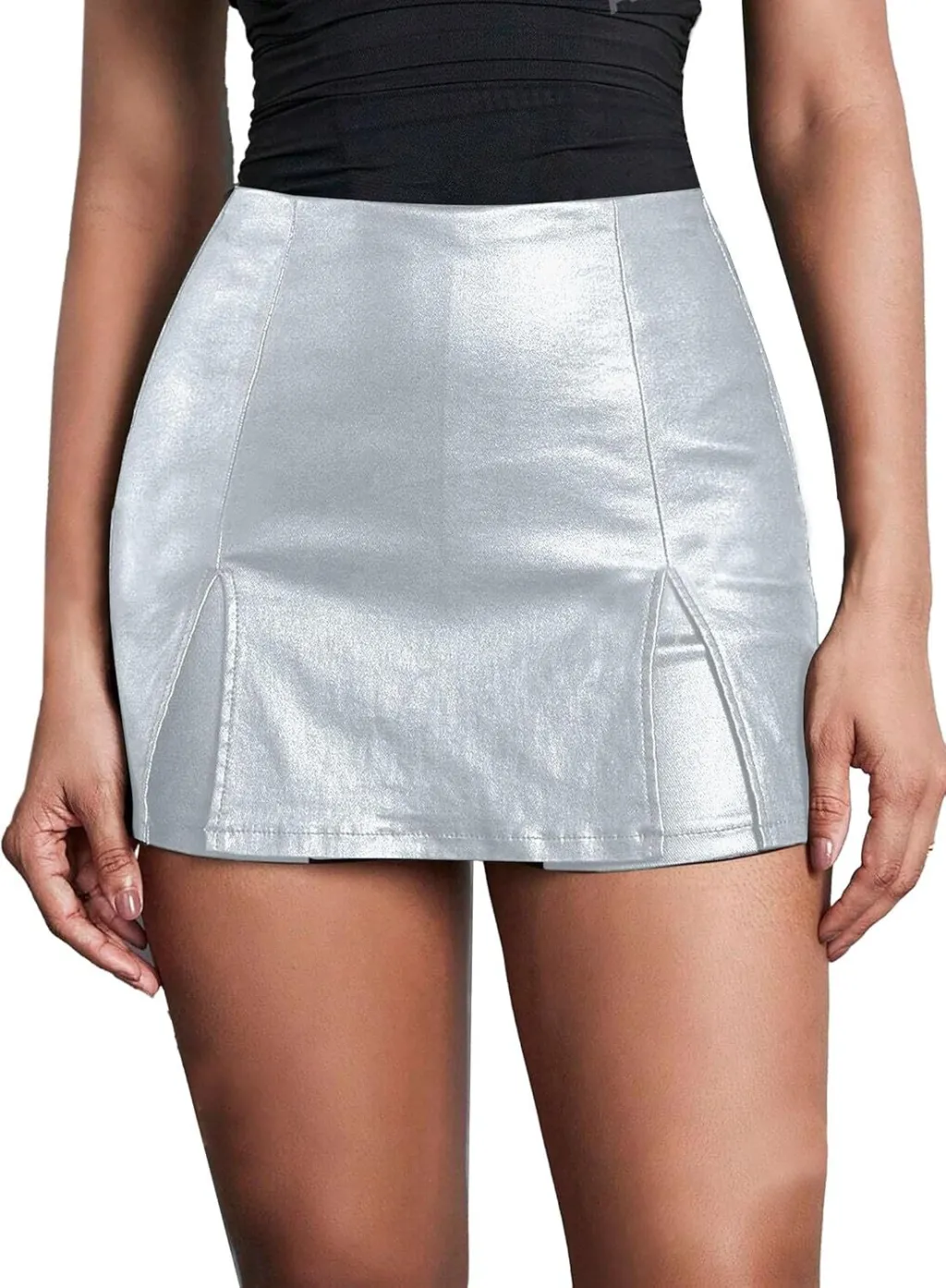 Autumn And Winter Small Leather Skirt Women's High Waist - Silver