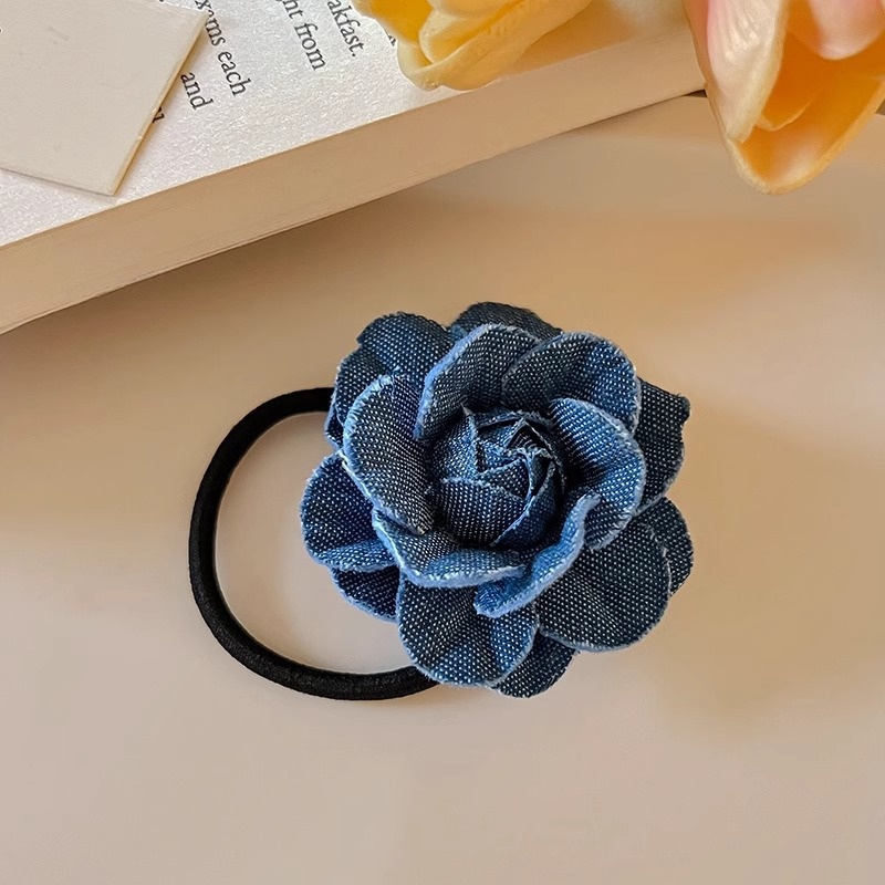 Denim Camellia Pearl Barrettes Sweet Hair Band 7
