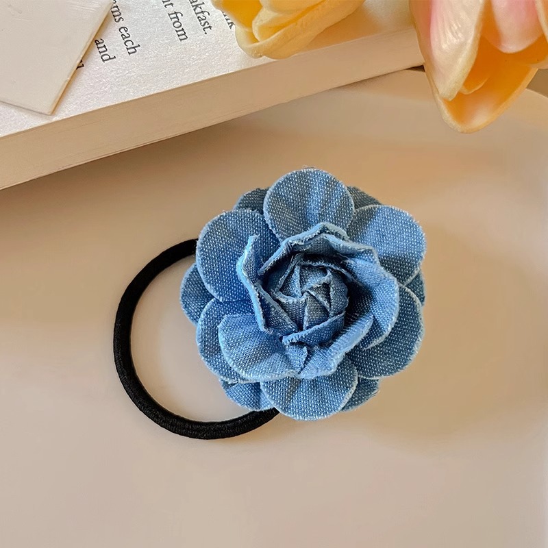 Denim Camellia Pearl Barrettes Sweet Hair Band 8