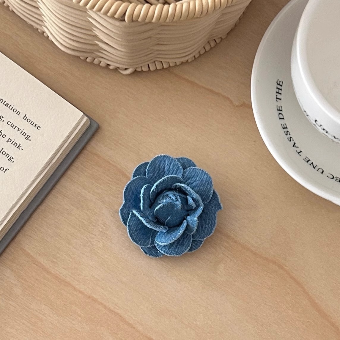 Denim Camellia Pearl Barrettes Sweet Hair Band 6