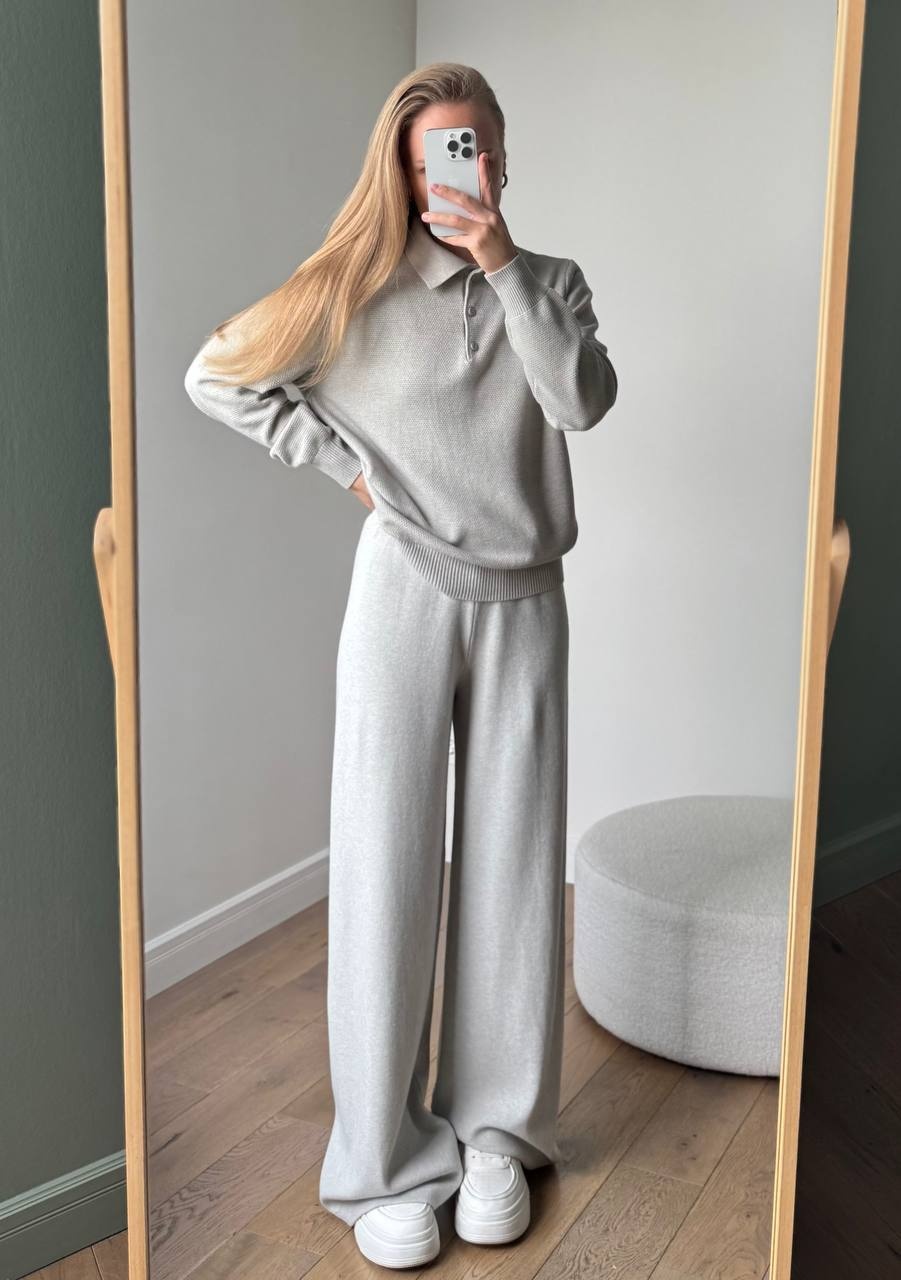 Vintage Casual All-matching Polo Lapel Knitted Sweater Two-piece Overskirt Suit - Image 10