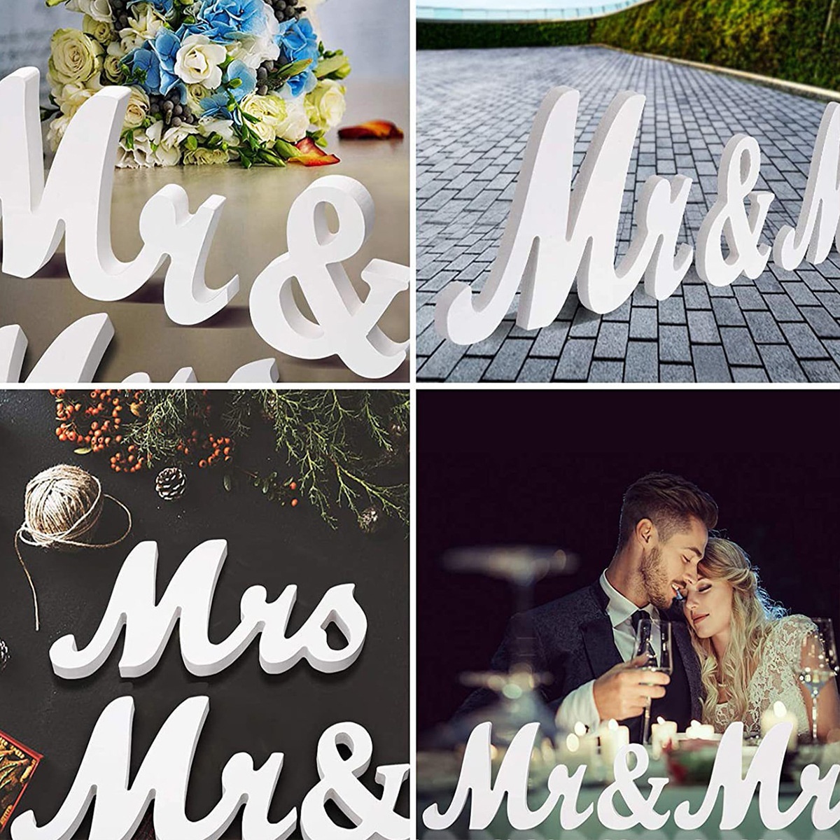 White Mr and Mrs Wedding Sign
