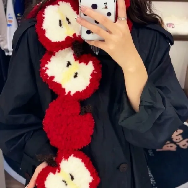 Autumn And Winter New Christmas Apple Stitching Scarf Finished Product Finished Apple Scarf - Shop at LoveMi